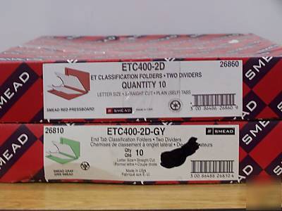 20-smead end tab classification folders 2-part grey/red