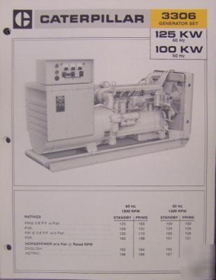 1974 caterpillar 3306 diesel generator sets brochure