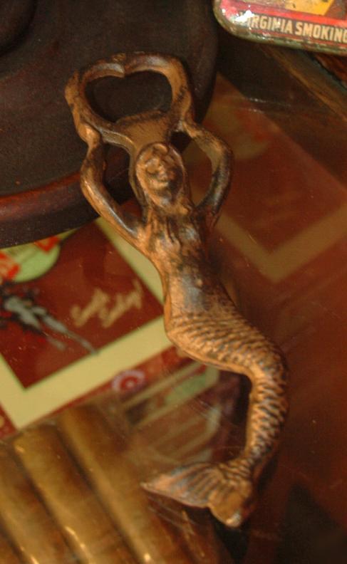 Cast iron mermaid beer soda bottle opener old vintage s