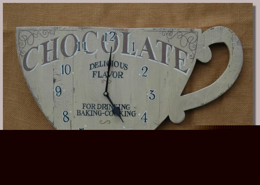 Chocolate coffee cup clock sign kitchen - store