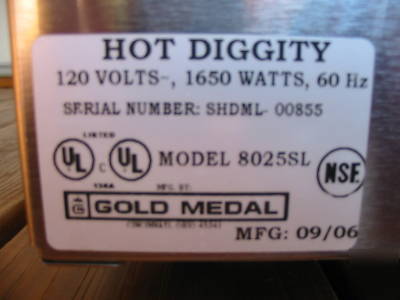 Gold medal hot diggity commercial hot dog roller 8025SL