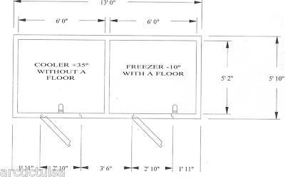 Walk in cooler freezer combo 13' x 5'10