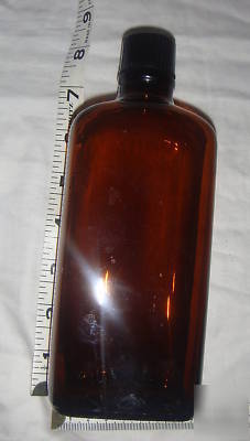 Amber glass screw-cap bottle, rectangular, ~500ML (02A)