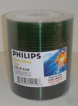 200 philips 52X cd-r silver shiny blank media free ship