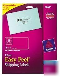 Avery ez peel clear mailing labels 08863 ~ 250CT ~