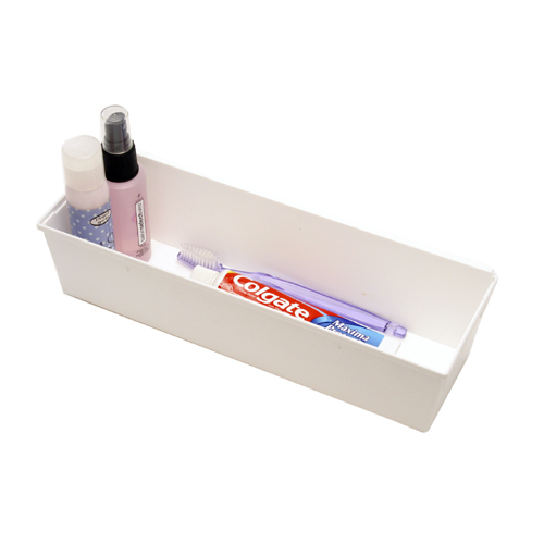 Deep interlocking drawer organizer (4 x 12 x 3) white