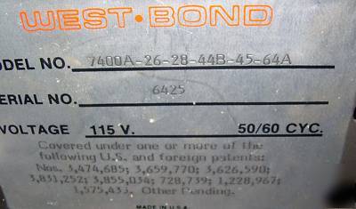 West bond 74OOA 60Â° feed ribbon bonder