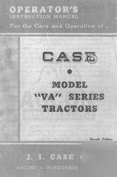 Case va vac vao vah series tractor operator manual
