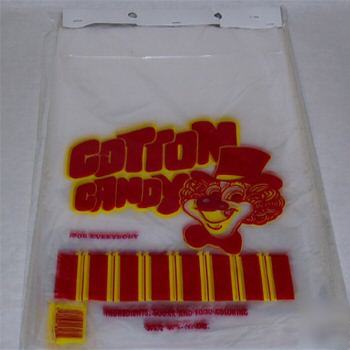 Cotton candy bags color printed pack of 100 + ties 