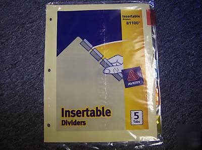 New 30 avery 81100 insertable dividers indexes 5 tabs 