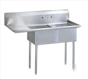 Nsf stainless steel two compartment sink- 56.5 x 24
