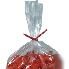 Shoplet select red plastic poly bag ties 316 x 7