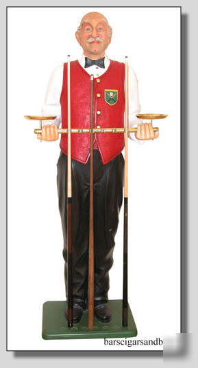 Old man butler cue holder billiard pool table statue 6'