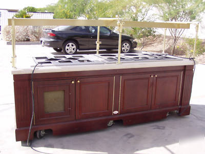 Buffet table on wheels,3 steam wells,1 cold well