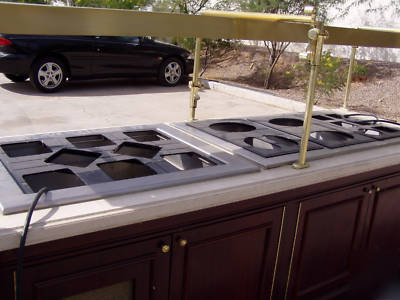Buffet table on wheels,3 steam wells,1 cold well