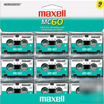 New maxell MC60 60 minute microcassette tapes, 9 pack - 