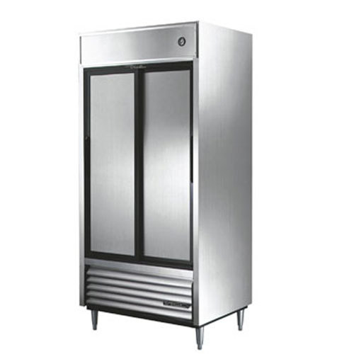 True tsd-33 reach-in refrigerator, two stainless slidin