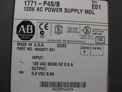 Allen bradley plc-5/20E /e system w/io mod. excellent 
