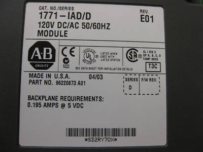 Allen bradley plc-5/20E /e system w/io mod. excellent 