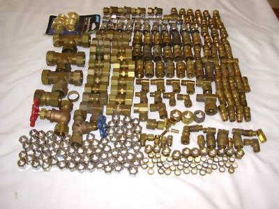 358 pcs brass plumbing compression fittings+2 valves
