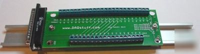 DB37 rt male screw terminal breakout w/ din rail mount