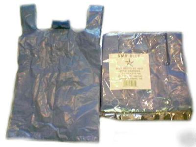 100 pk recycled strong plastic carrier bags blue