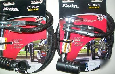 2 master lock 8FT. cable receiver locks - model 1470DAT