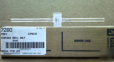 Corning pyrex 4 mm stopcock straight bore 7280 4MM