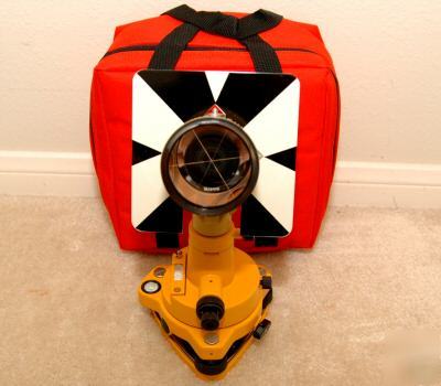 Yellow single prism station fits topcon total station