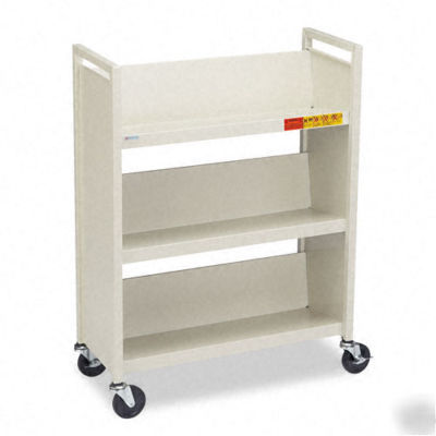 Bretford single sided slant shelf steel book cart L330