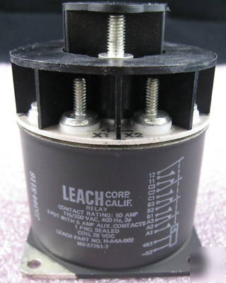 Leach relay 50 amp 400HZ h-A4A-002 electromagnetic 28 v