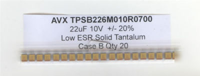 20 x avx 22UF 10V low esr tanatlum capacitors smt smd