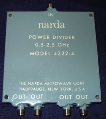 Narda 4322-4 .5-2.5 ghz 4 four way sma rf power divider