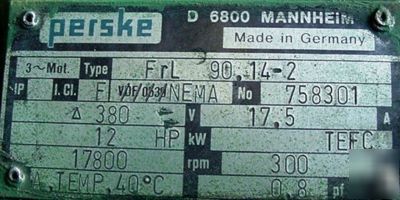 Perske motor frl 90.14-2 FRL90142 12HP 17800 rpm 17.5A