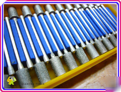 30PCS diamond coated cylindrical burr 5MM fit dremel