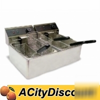 Electric deep fryer counter top 1.5 gallon two bay 110V