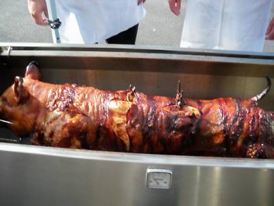 Pig out roaster - rotisserie, bbq, smoker, steam table 
