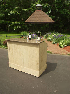 Portable bar, rough wood , marble top, outdoor use