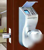 Silver bio-matic fingerprint deadbolt door lock