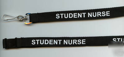 10 black student nurse printed strap lanyards: free p&p