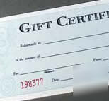 New pack of 25 duplicate carbonless gift certificates