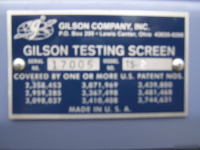 Gilson testing screen model ts-2 w/ 6 sieve trays gold