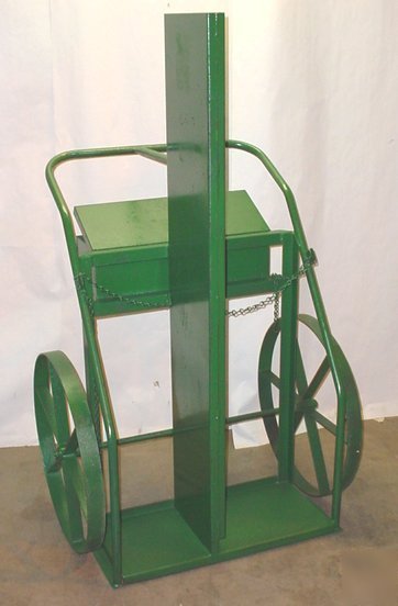 Welding double bottle cart w/ 5' fire wall & tool stora