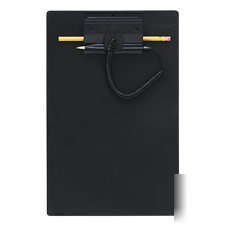 Wedgy clipboard with attached refillable pen, 9 X14-1/4