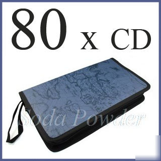 80 pcs cd dvd wallet case holder bag grayish blue map