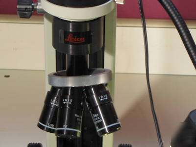 Leica microscope with 1.5, 2 & 3X objs. and cohu camera