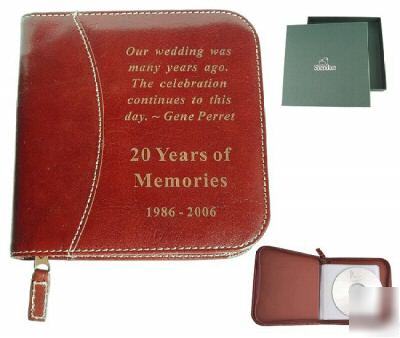 Personalized leather cd / dvd holder for family