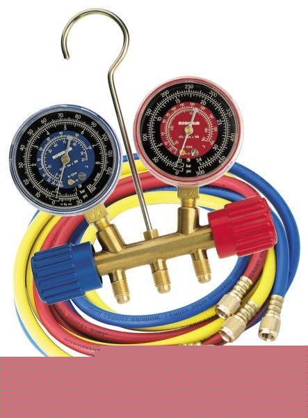 Robinair 41670 two way brass manifold gauge set