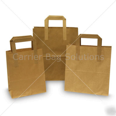 50 brown sos take away bags with flat handles - small