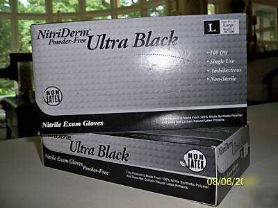 Nitriderm black gloves (powder free,non latex) sz small